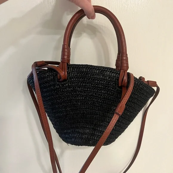 Justine Mini Basket Bag in Black & Brown - Picture 2 of 9